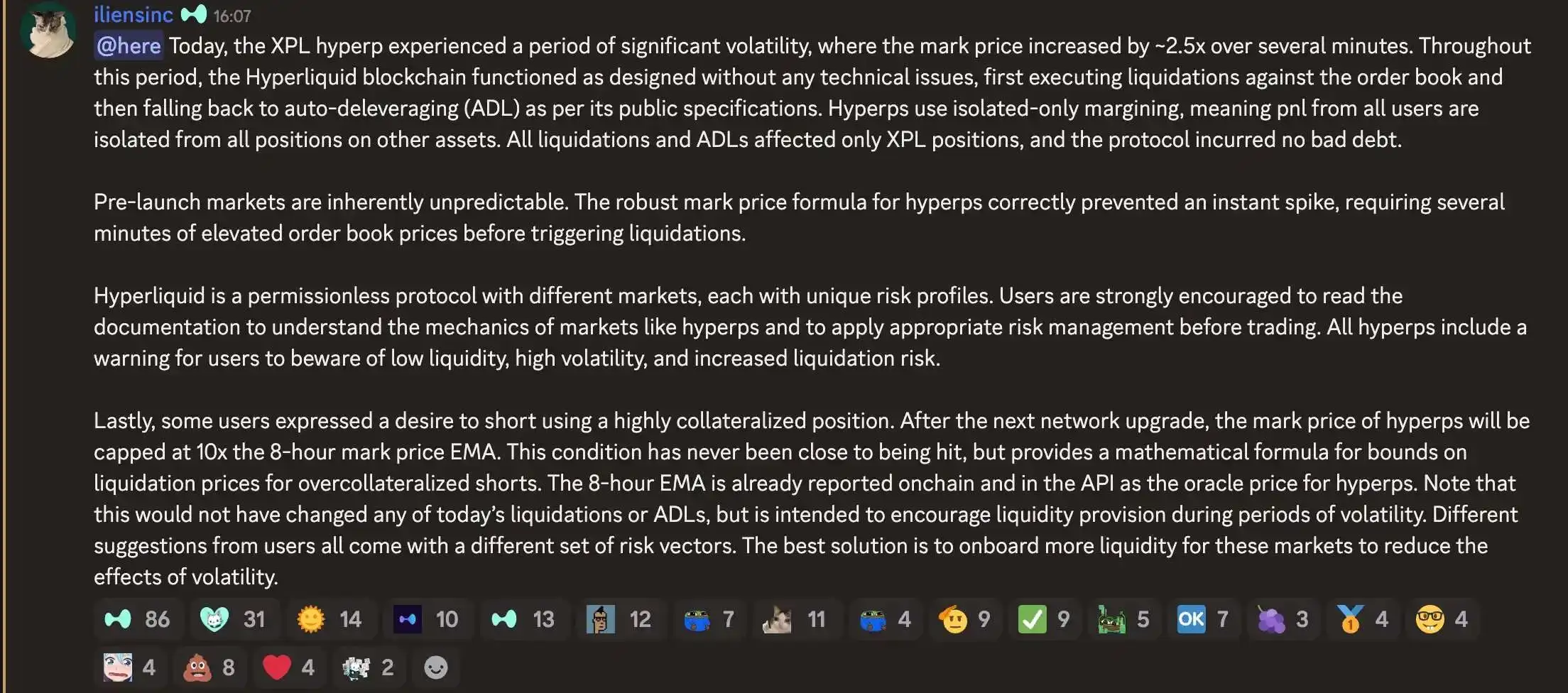 Hyperliquid回应XPL套保狙击事件并实施价格管控措施